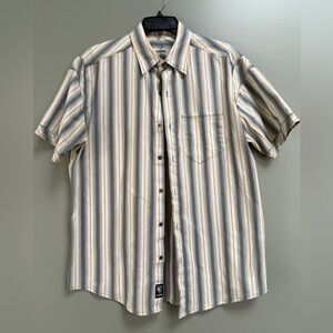 KUHL Cotton blend short sleeve button up shirt striped outdoor hike LARGE